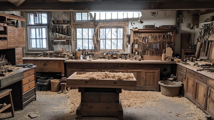 vintage-woodworking-shop-stockcake