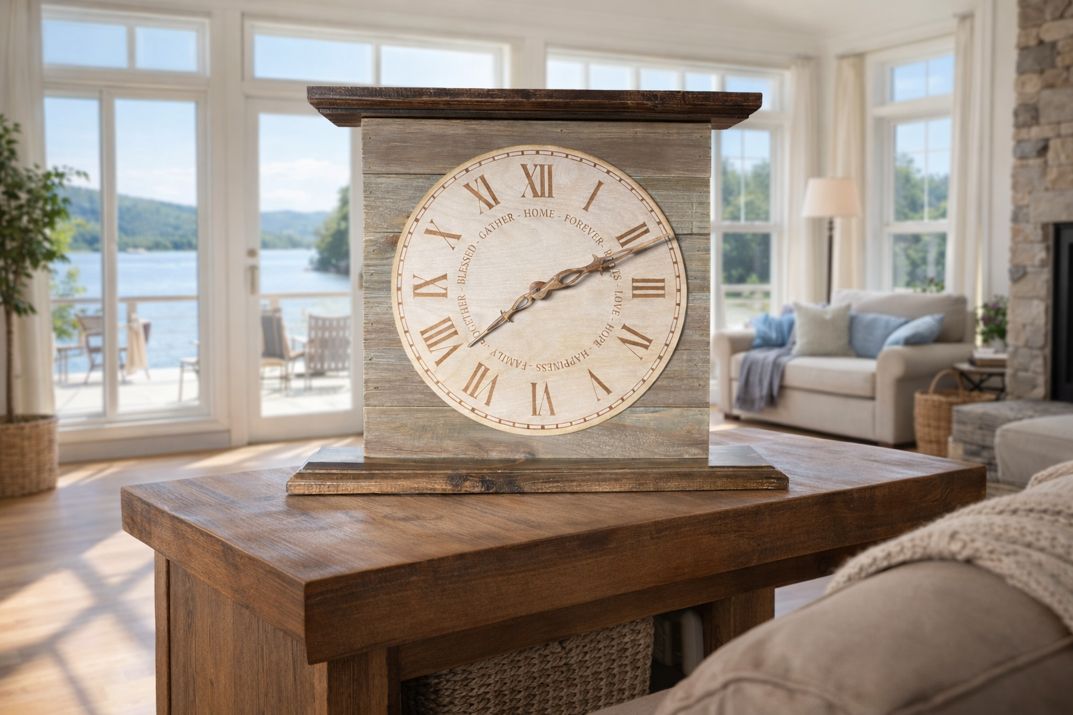 Stylish clock in a cozy room
