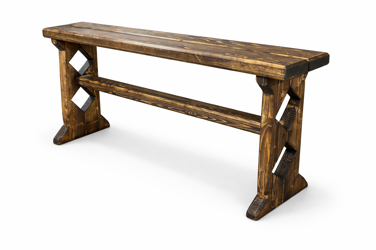 Handmade Rustic Wooden Bench – Diamond Series - Image 2