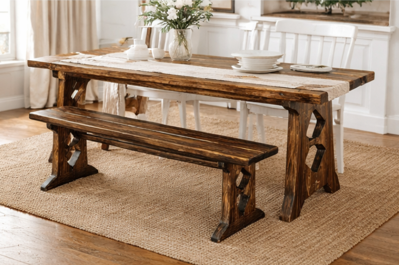 Handmade Rustic Wooden Bench – Diamond Series - Image 6